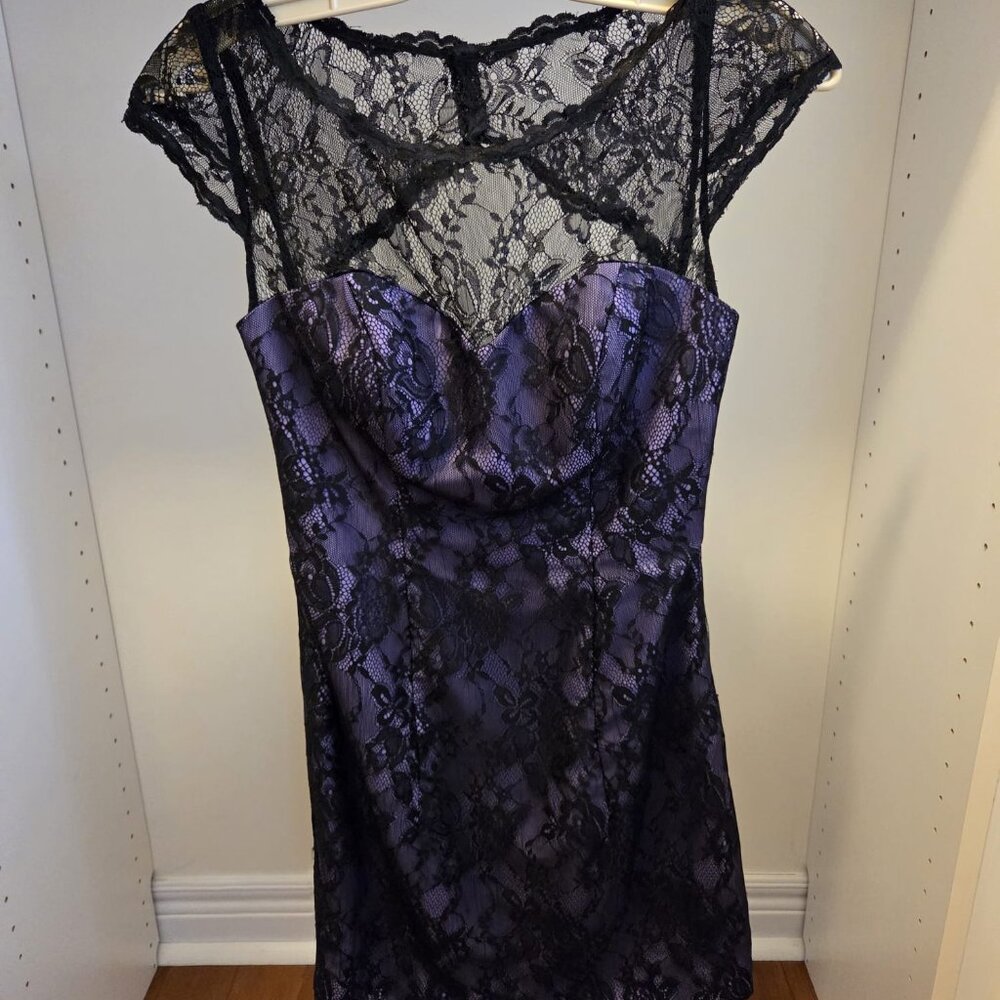 Black and Purple Floral Wedding Guest Dress